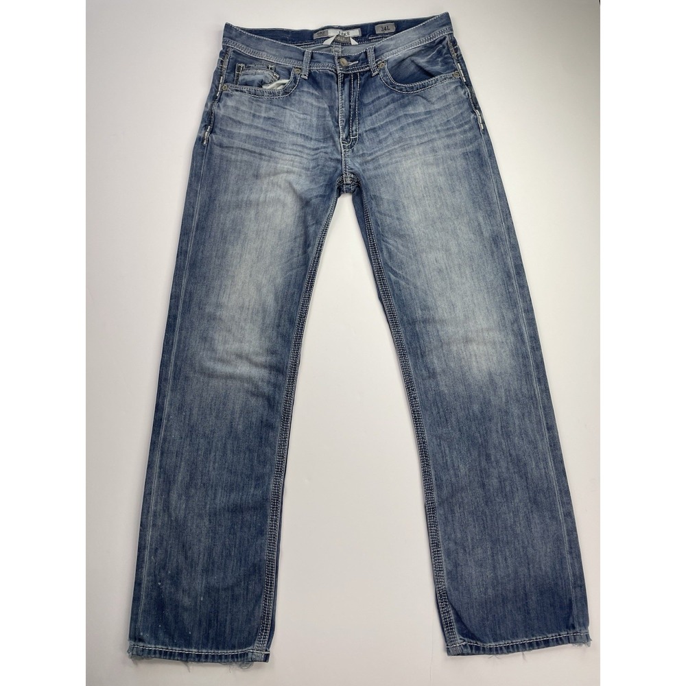 Bke Jeans Men's 34L Jake Light Medium Wash Denim Distressed Worn